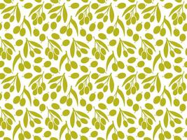 Seamless olive branch pattern with berries and leaves. Ideal for natural cosmetic packaging, soap labels, textiles, wrapping paper, and scrapbooking. vector