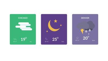 Three Weather forecast widget icon set vector