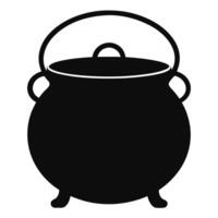 Black cauldron with handle and lid Design vector