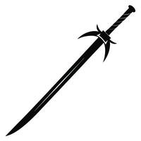 Black sword weapon silhouette on white vector