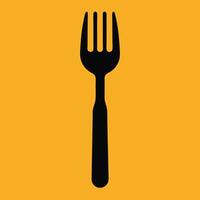Black fork silhouette on yellow background vector