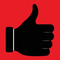 Black thumb up sign on red background vector