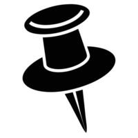 Black and white push pin icon vector