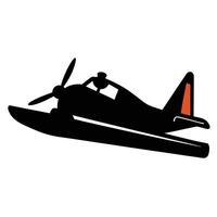 Silhouette illustration of a floatplane aircraft vector