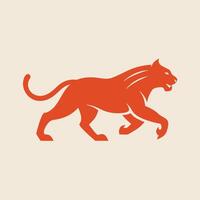 Stylized red lion silhouette walking forward vector