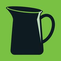 Simple black pitcher on green background vector