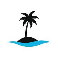 Simple island and palm tree illustration vector