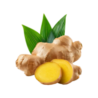 Ginger root with leaves and sliced png