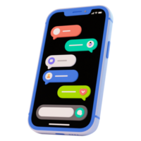 Smartphone displaying a chat interface with message bubbles png