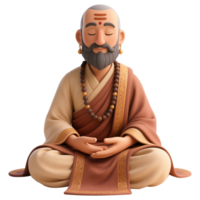 Meditating Monk in a Lotus Position. Guru Purnima celebration png