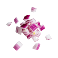 Close-up of diced red onions, perfect for cooking and culinary use. png