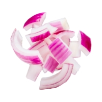 Close-up of diced red onion pieces on a transparent background png