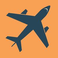 Simple airplane silhouette on orange vector