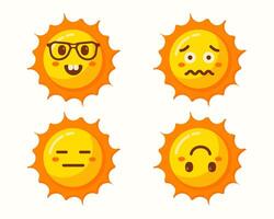 sun emoticons character icons isolated set collection vector