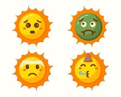 sun emoticons character icons set vector