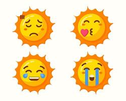 Sun cartoon with different expressions isolated set collection vector