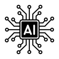 Minimal AI Chip with Circuit Lines vector
