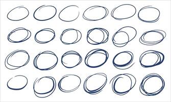 Hand-drawn doodle circles, organic scribble shapes in a sketch style. Creative designs, illustrations, or decorative elements vector