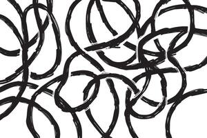 Black abstract tangled lines on a white background. Energetic hand-drawn strokes form a chaotic yet artistic pattern, ideal for modern designs, wallpapers, and textile prints. vector
