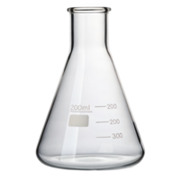 Empty erlenmeyer flask on transparent background representing scientific research png