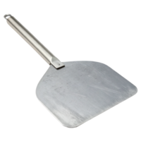 Metal pizza peel with steel handle on transparent background png