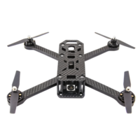 Carbon fiber quadcopter frame isolated on transparent background png
