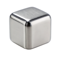 Reusable metal ice cube cooling down drinks on transparent background png