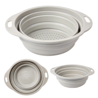 Foldable silicone colander isolated on transparent background showing different folding levels png