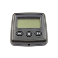 Pager with buttons and display showing information on transparent background png