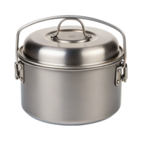 Titanium camping cook pot with bail handle isolated on white background with clipping path png