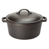 Empty cast iron dutch oven with lid isolated on transparent background png