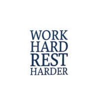 Work hard rest harder inspiring quote promoting productivity and relaxation on transparent background png