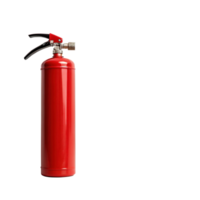Red fire extinguisher on transparent background, ready for emergency use png