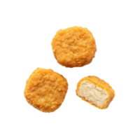 Lab grown chicken nuggets on transparent background, cultivated meat bites png