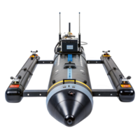 Autonomous underwater glider exploring depths with sensor arrays on transparent background png