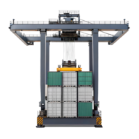 Autonomous port crane stacking containers on transparent background png