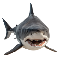 Megalodon shark showing teeth on transparent background png