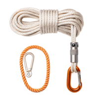 Bail out kit with escape rope, carabiner and sling on transparent background png