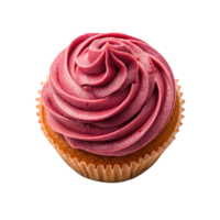 Delicious beetroot cupcake with vibrant pink frosting on transparent background png
