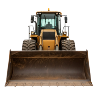 Front loader tractor showing bucket on transparent background png