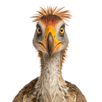 Secretary bird staring with intense gaze on transparent background png