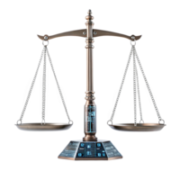 Balancing algorithm scales of justice displaying equilibrium on transparent background png