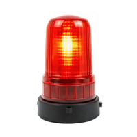 Red emergency rotating beacon flashing on transparent background png