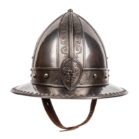 Spanish morion helmet comb crest showing metal protection on transparent background png