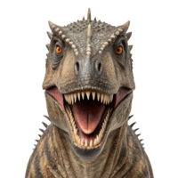 Majungasaurus roaring ferociously on transparent background png