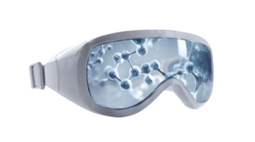 Virtual reality goggles showing molecular structure on transparent background png