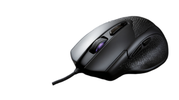 Ergonomic gaming mouse with customizable buttons on transparent background png