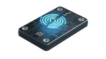 Battery free iot tag sending data wirelessly on transparent background png