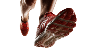 Runner wearing red shoes running on transparent background png