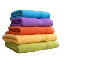 Stack of colorful towels on transparent background png